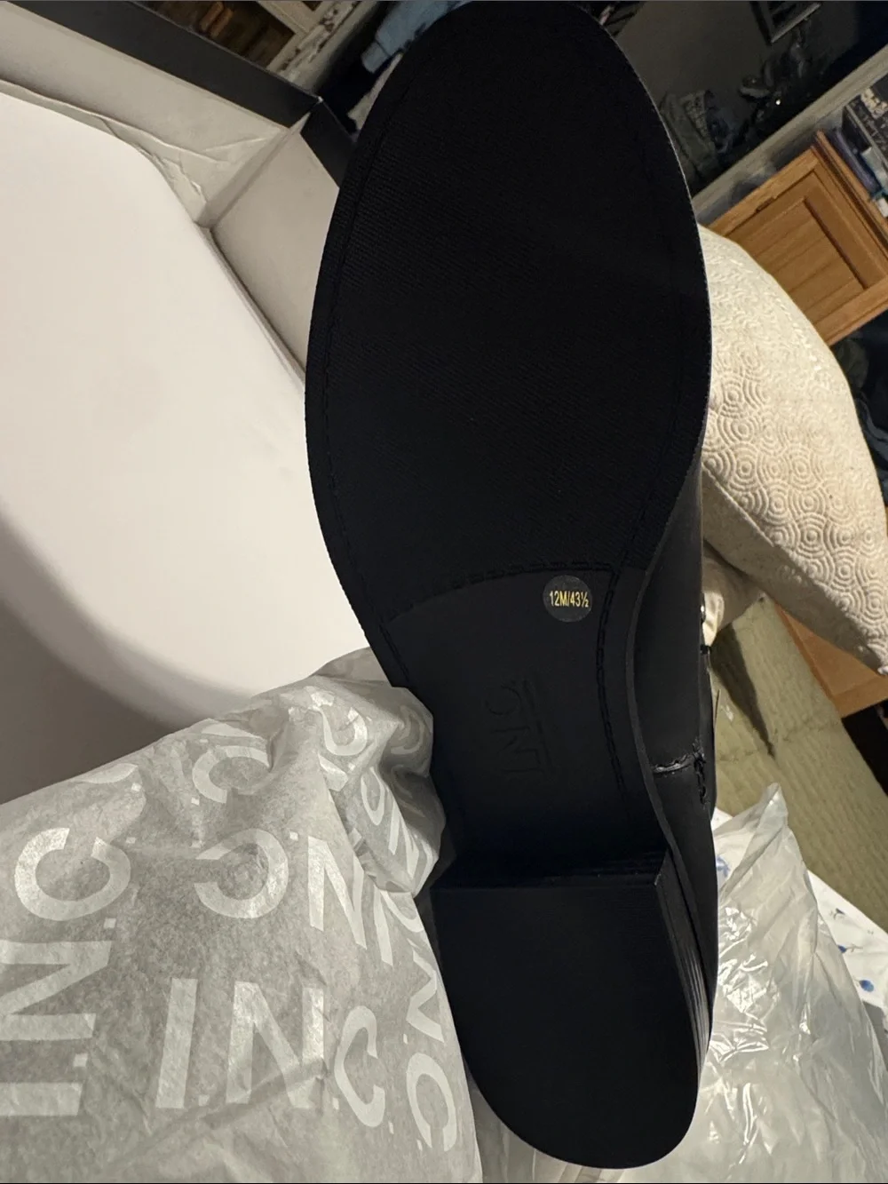 INC International Concepts Black Over-the-Knee Faux Leather Riding Boots